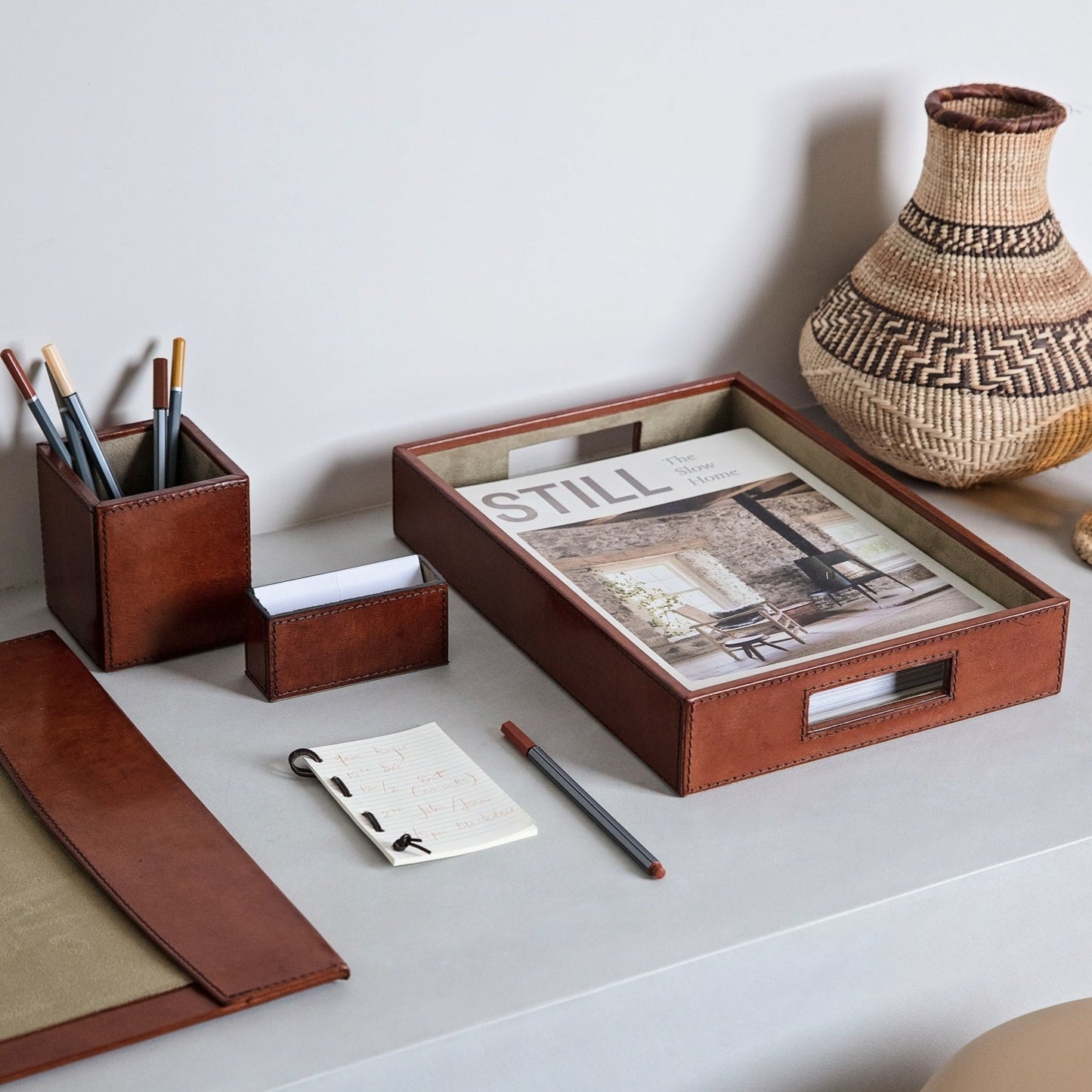 Leather Desk Set, Norfolk - Tan