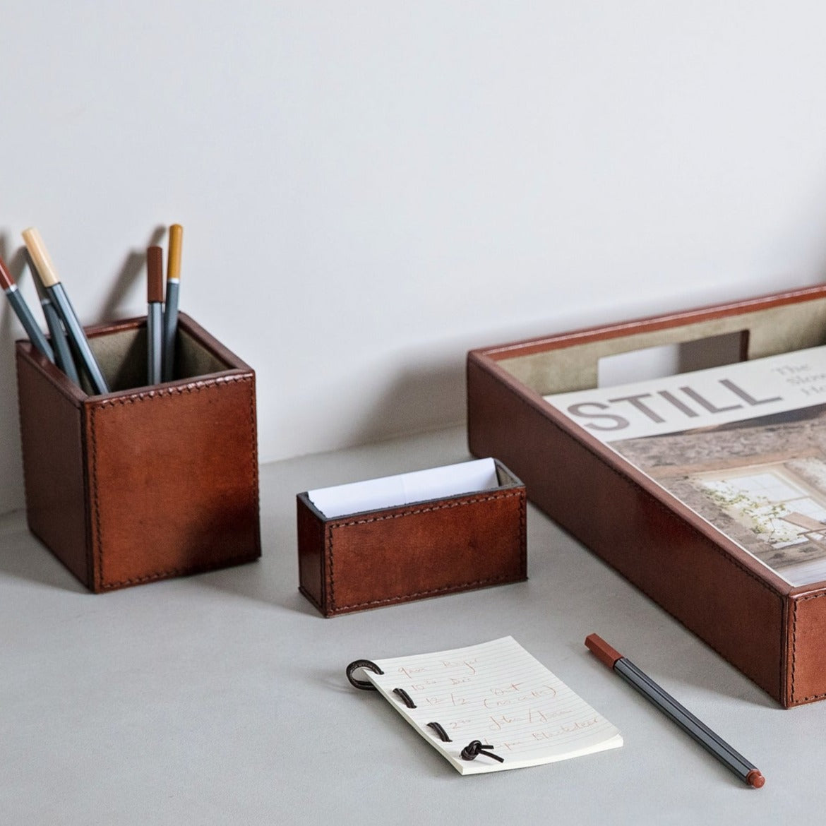 Leather Desk Set, Norfolk - Tan