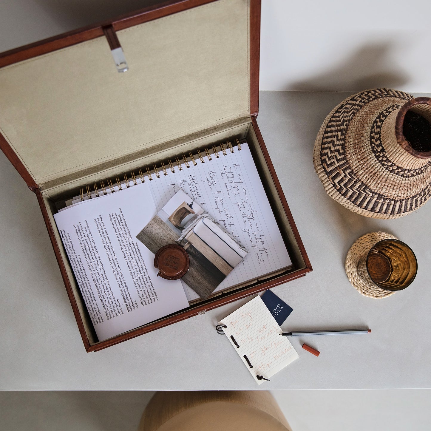 Leather Document Box - Tan