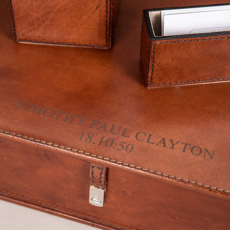 Leather Document Box - Tan