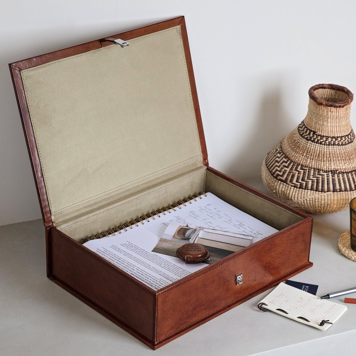 Leather Document Box - Tan