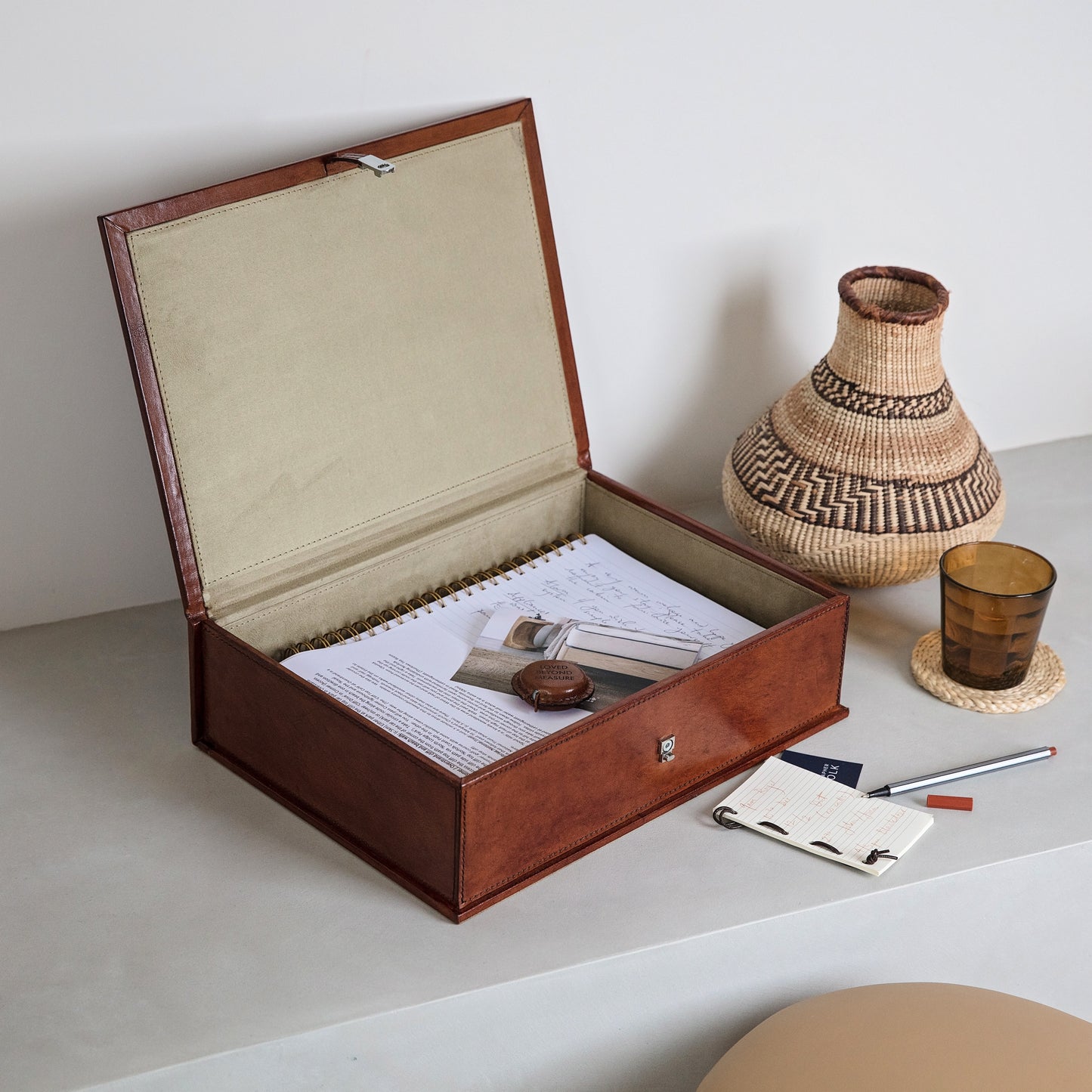 Leather Desk Set, Cambridge - Tan