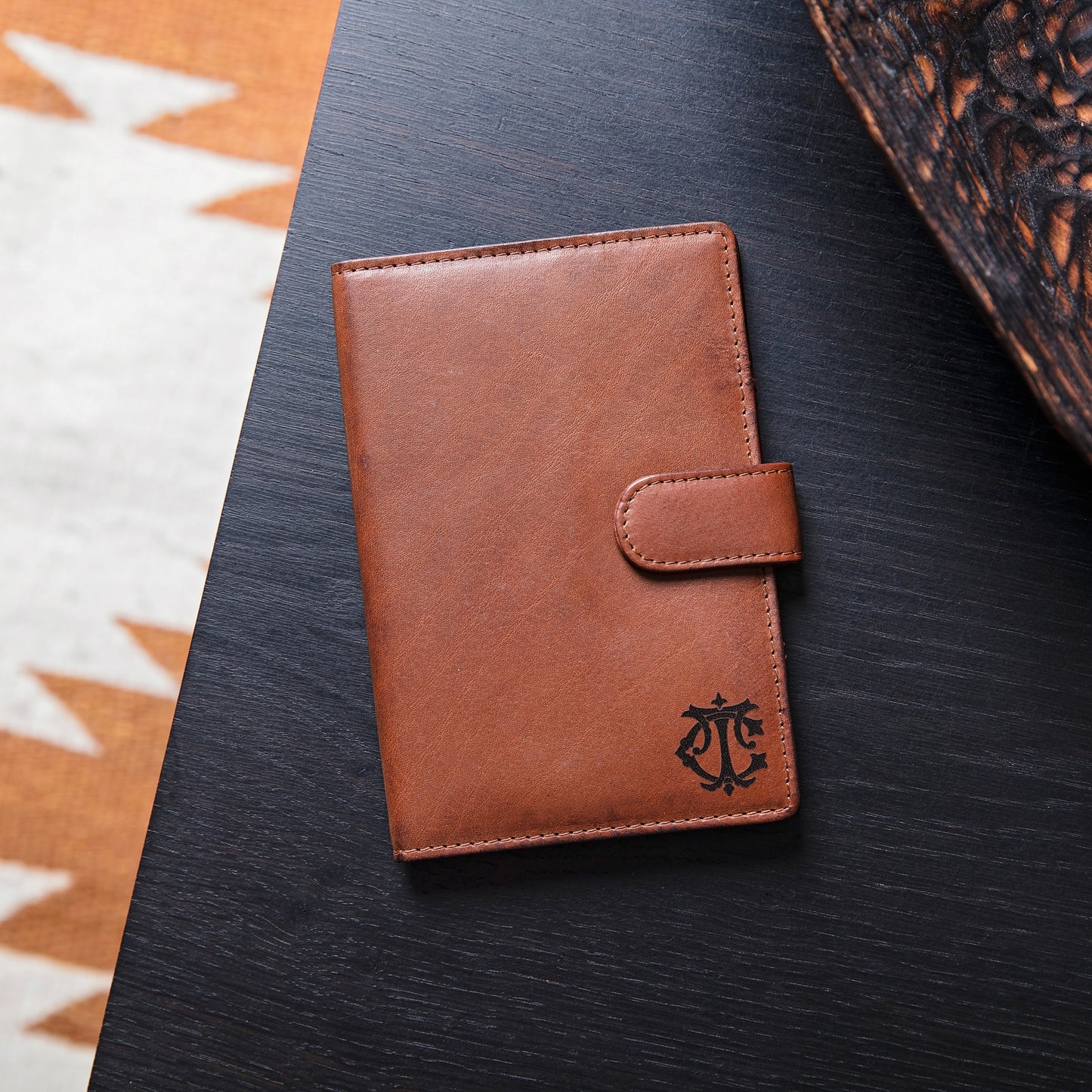 Monogram Leather Travel Photo Frame