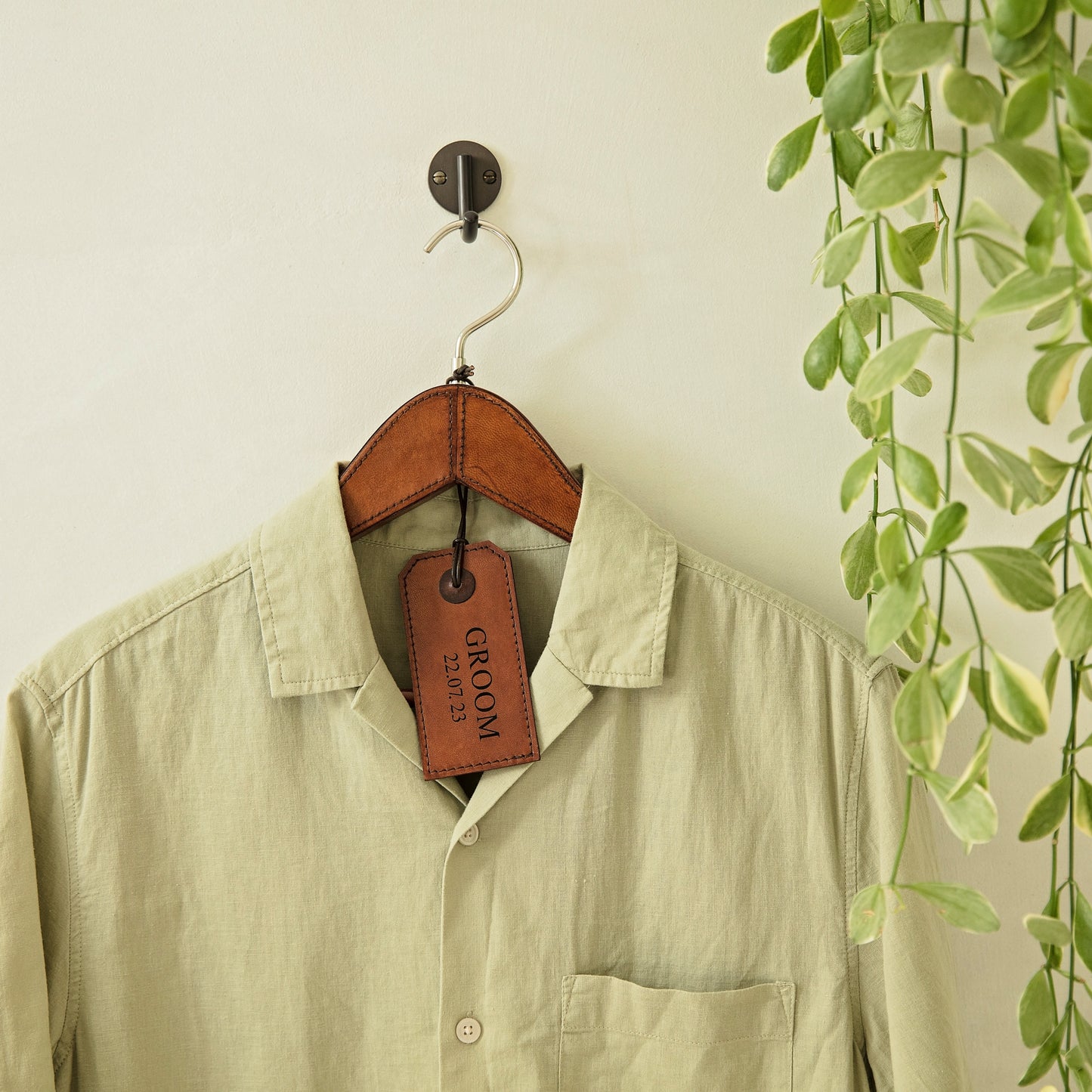 Personalised Leather Coat Hanger For Him