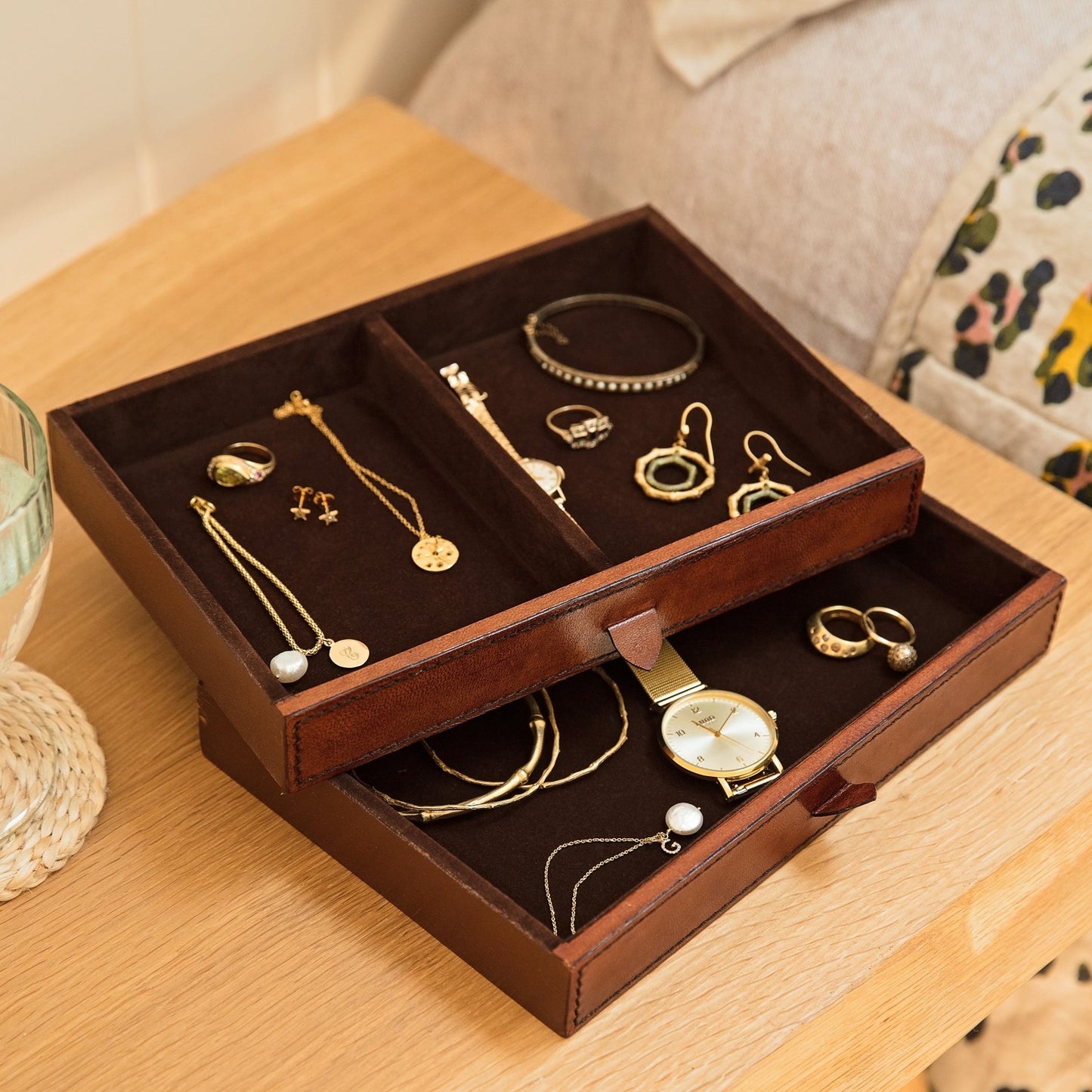 Women's Leather Jewellery Box - Large