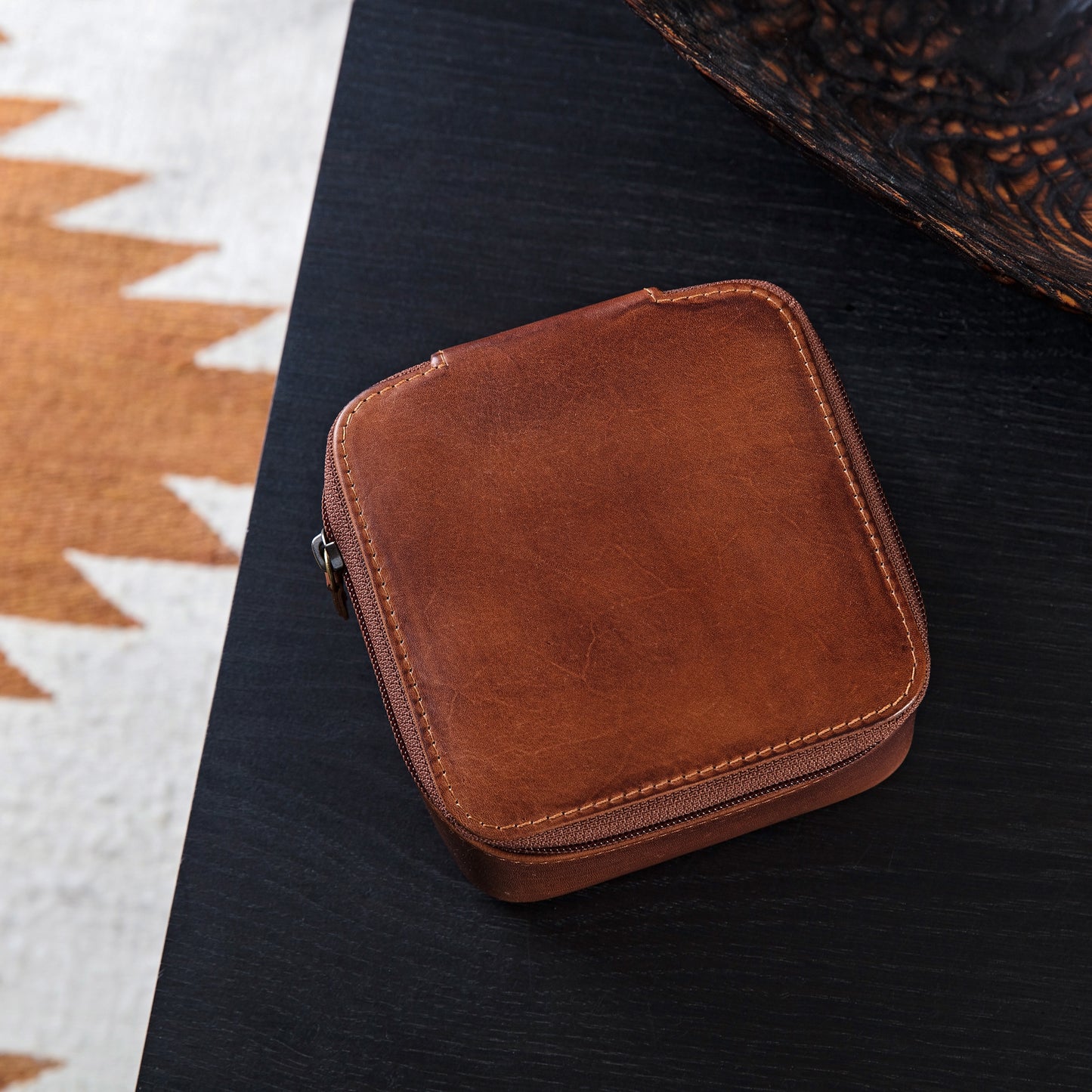 Monogram Leather Travel Jewellery Box - Square