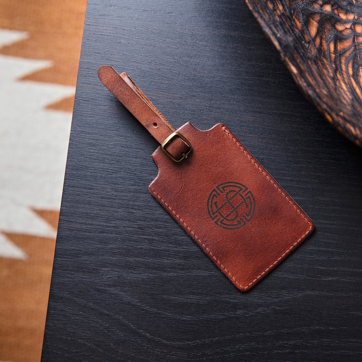Monogram Leather Luggage Tag