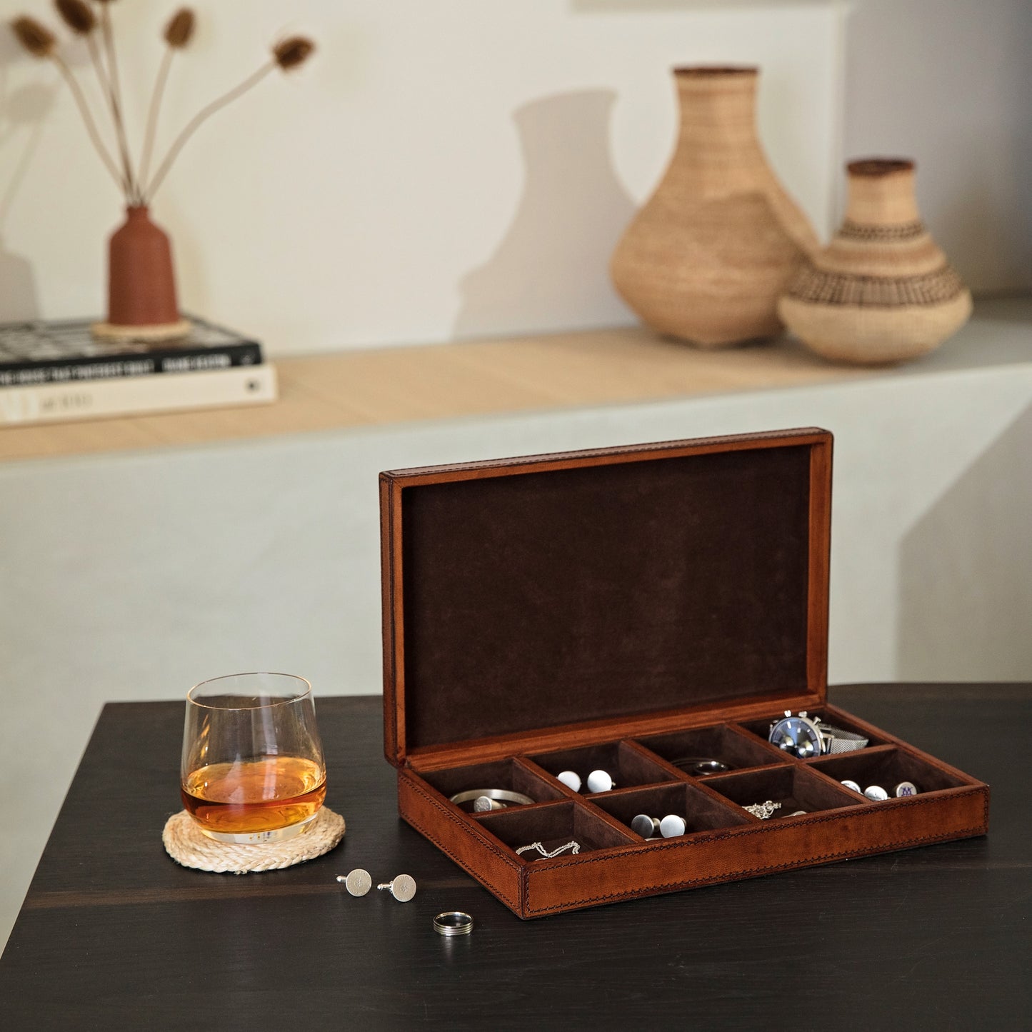 Leather Cufflink Box - Large