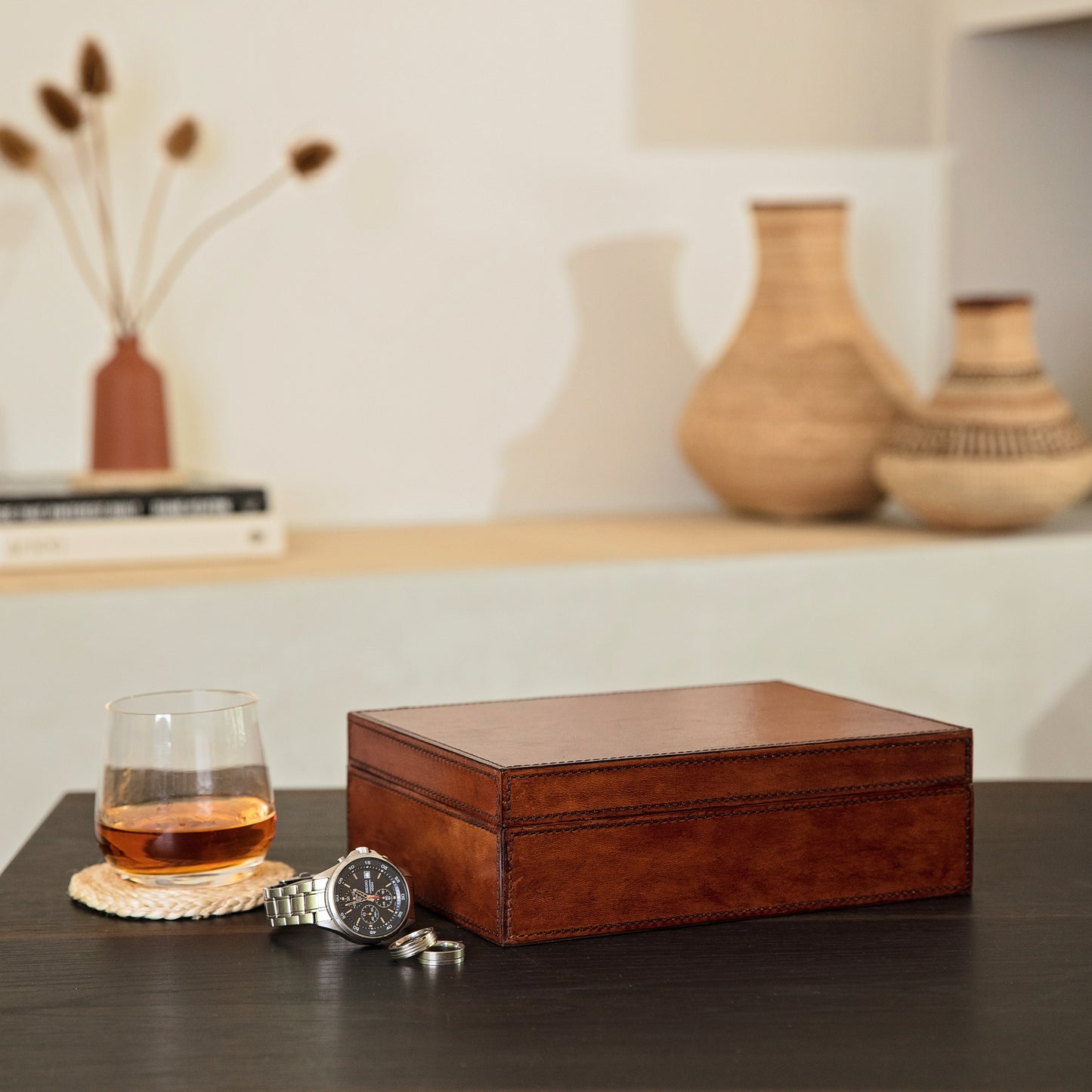 Men's Leather Watch Box - Deluxe
