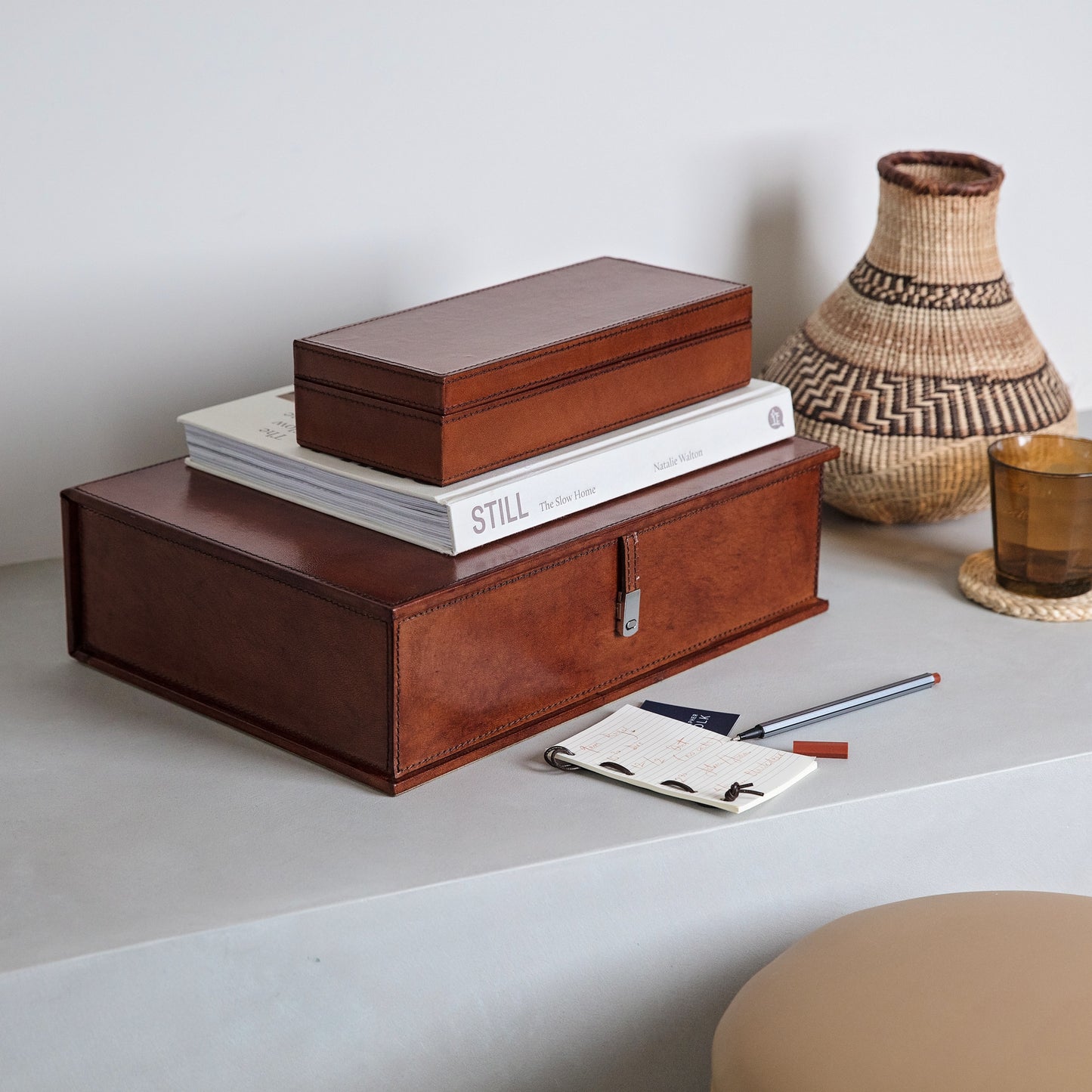Leather Document Box - Tan
