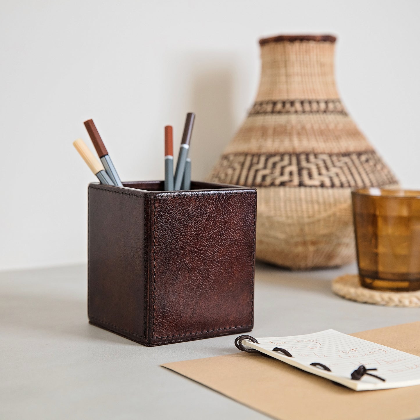 Leather Desk Set Mini - Brown