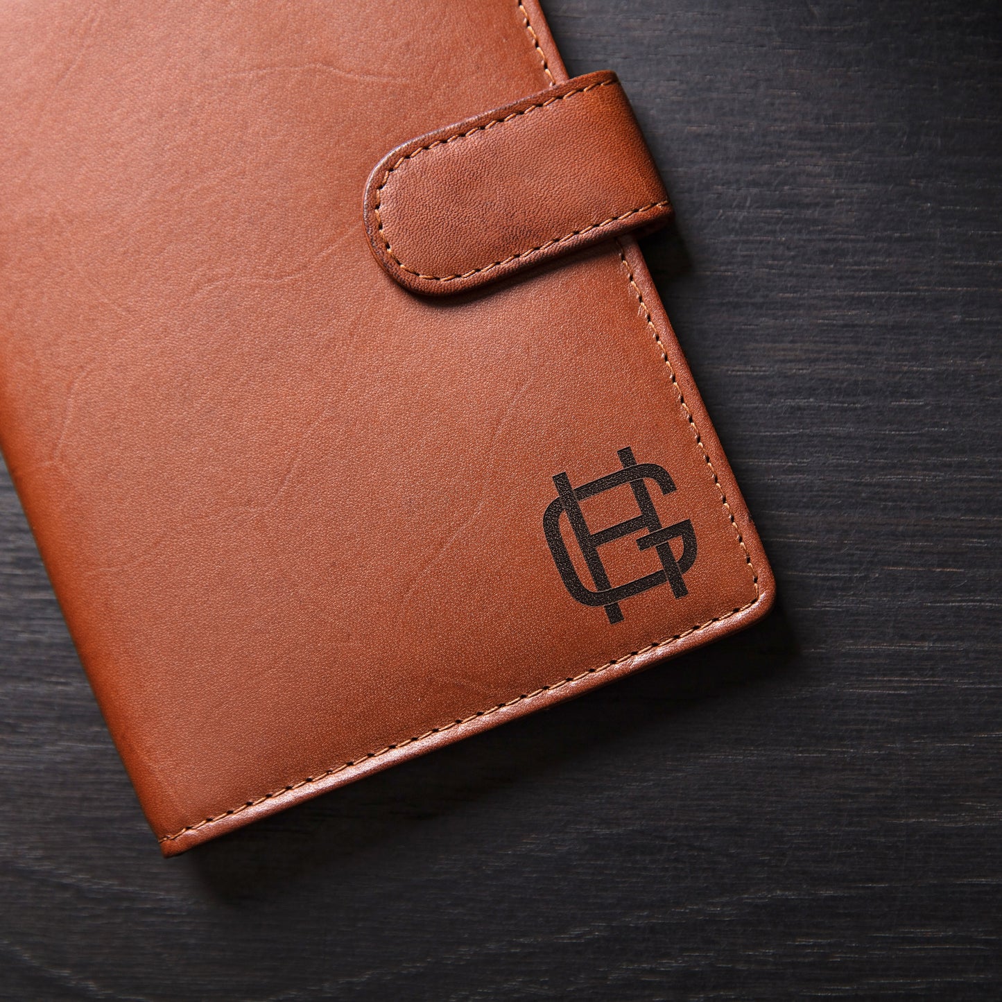 Monogram Leather Travel Photo Frame