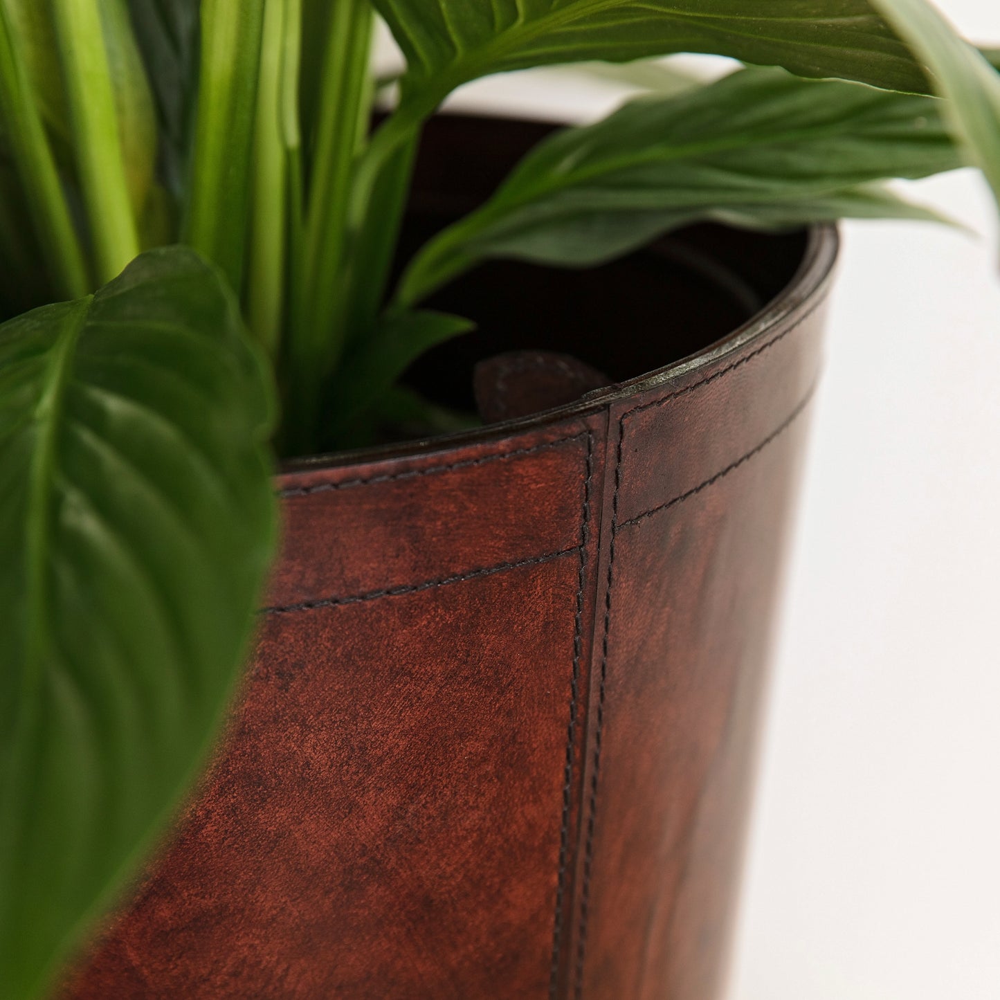 Leather Waste Paper Bin - Brown
