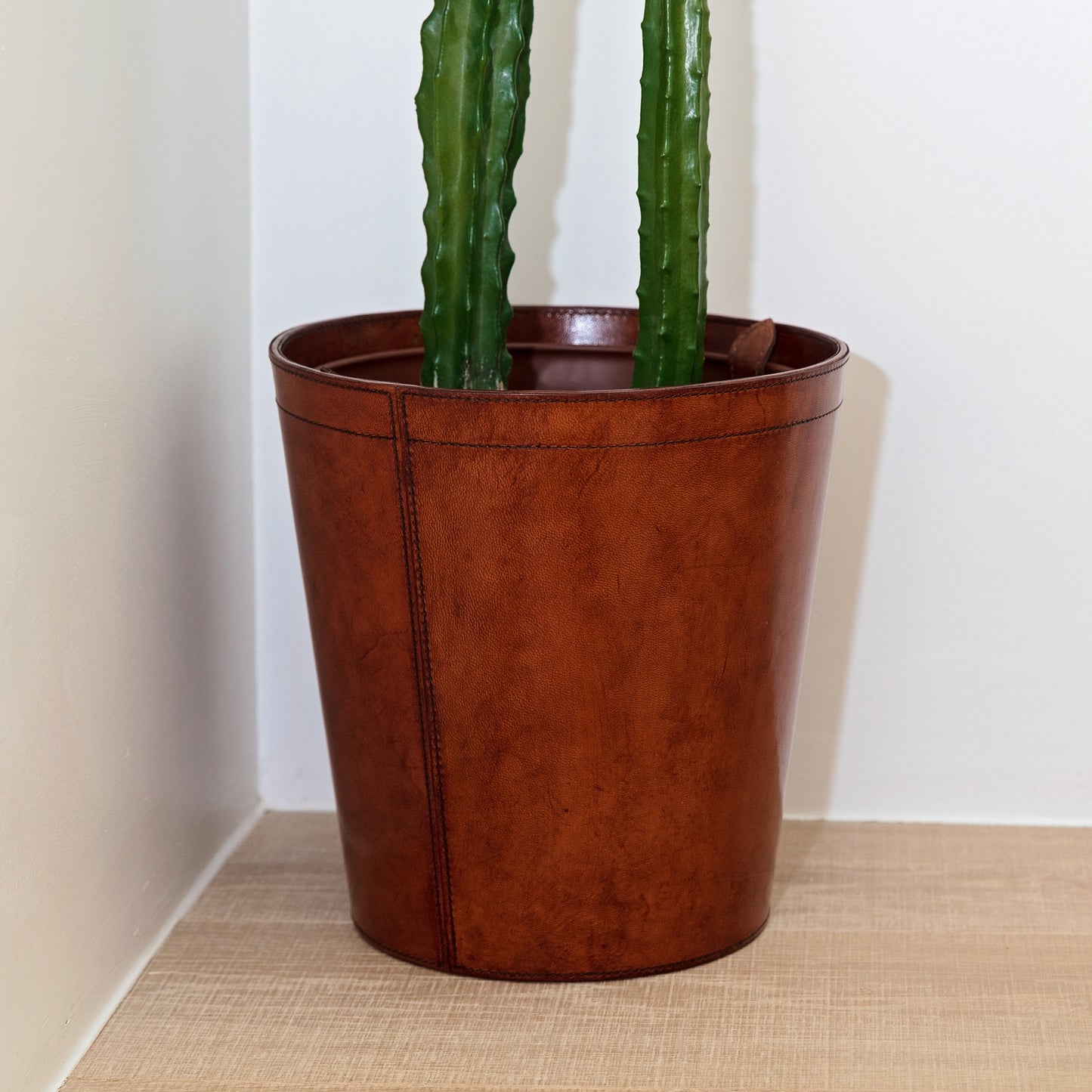 Leather Plant Pot - Tan