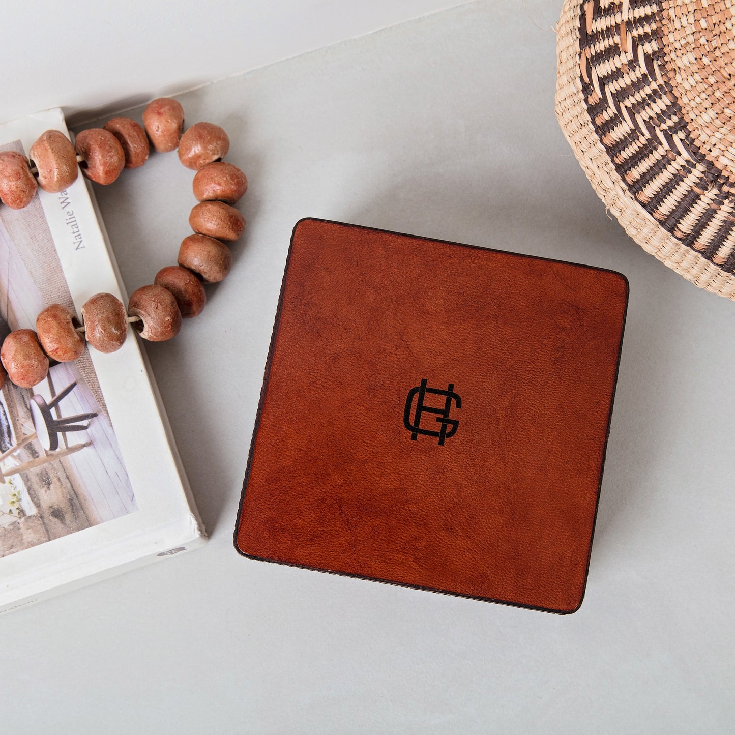 Monogram Leather Cufflink Box - Square