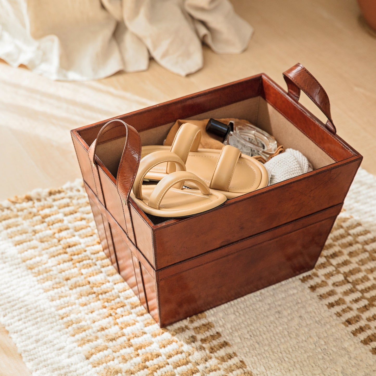 Leather Storage Basket - 2 colours