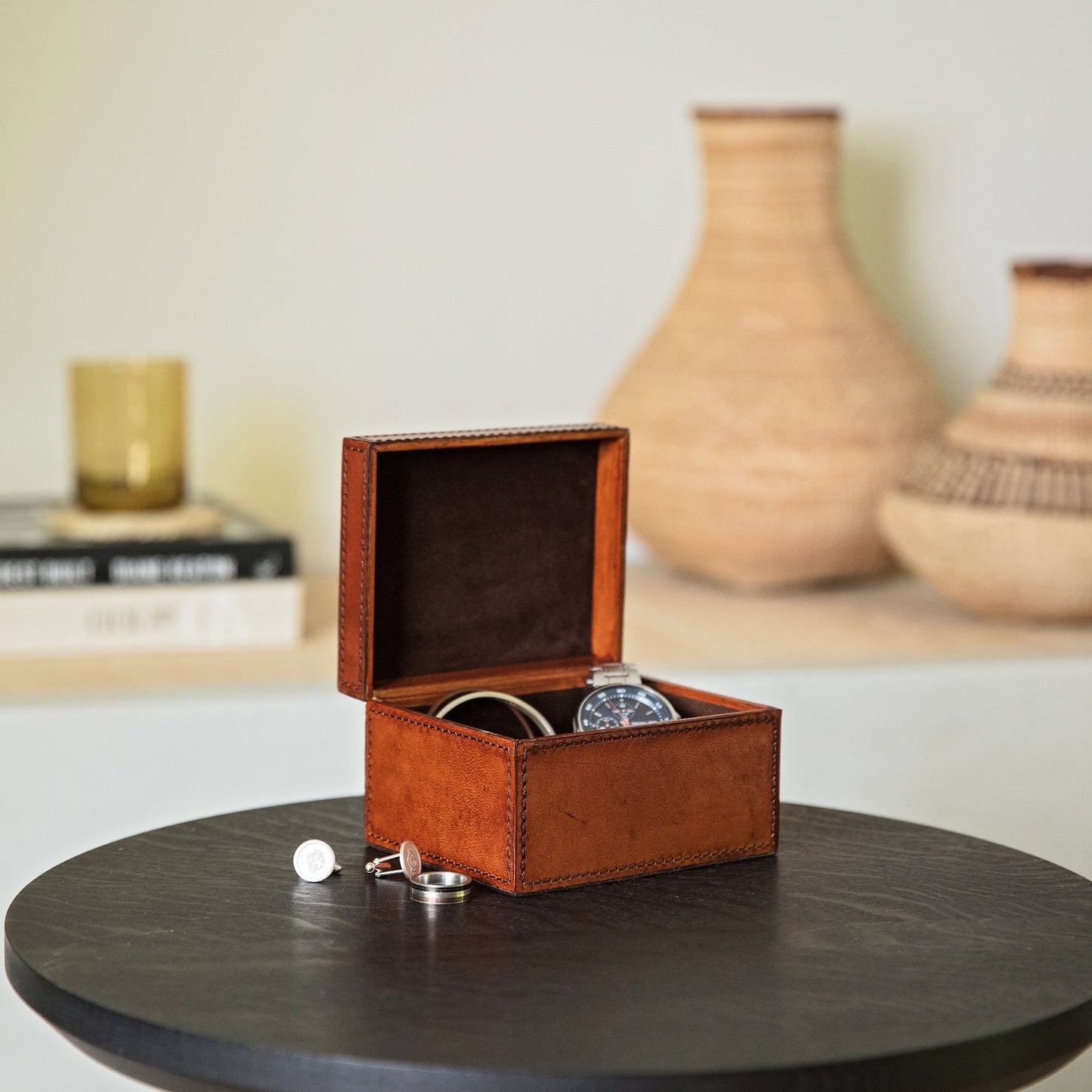 Leather Cufflink Boxes - Pair
