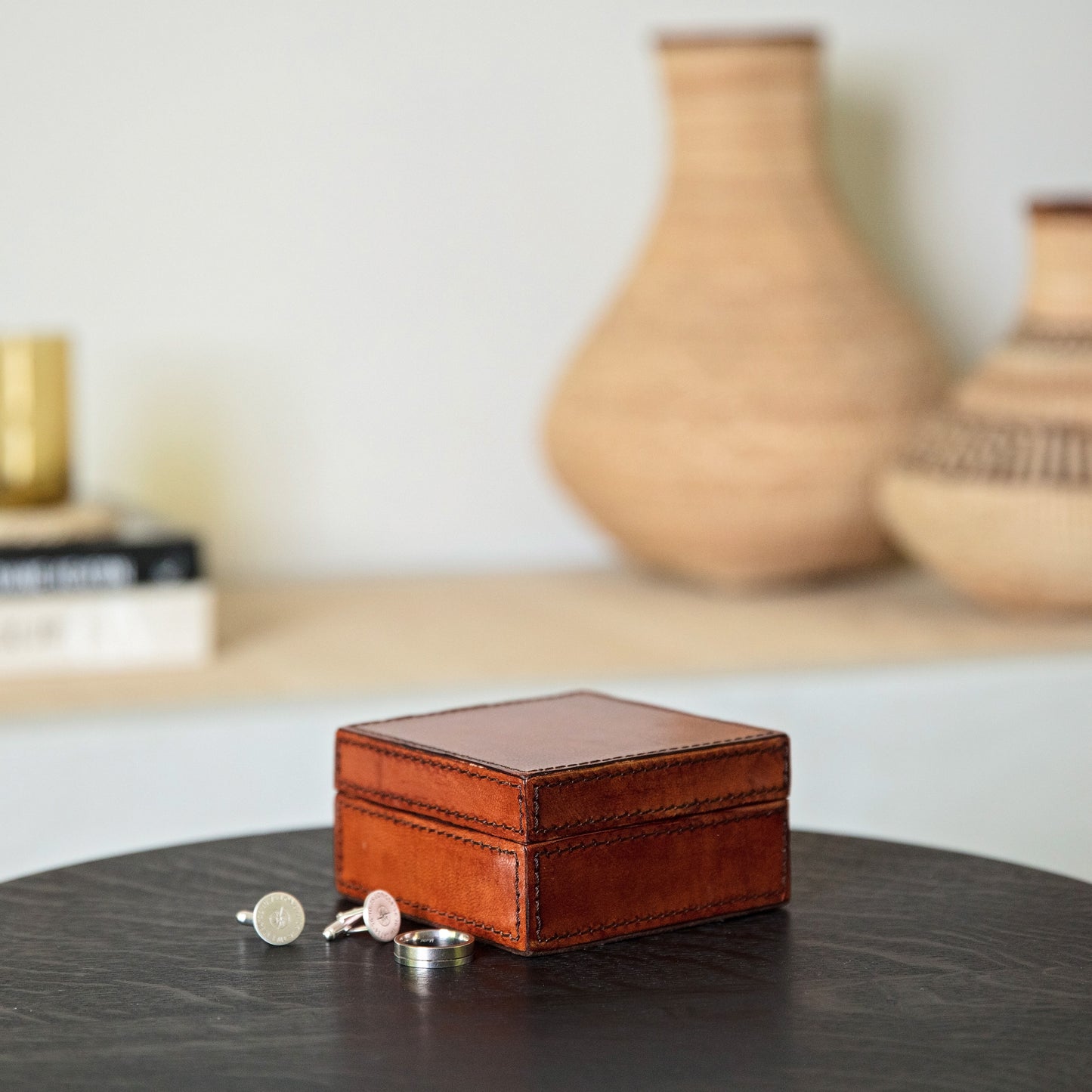Leather Stud Box - Square