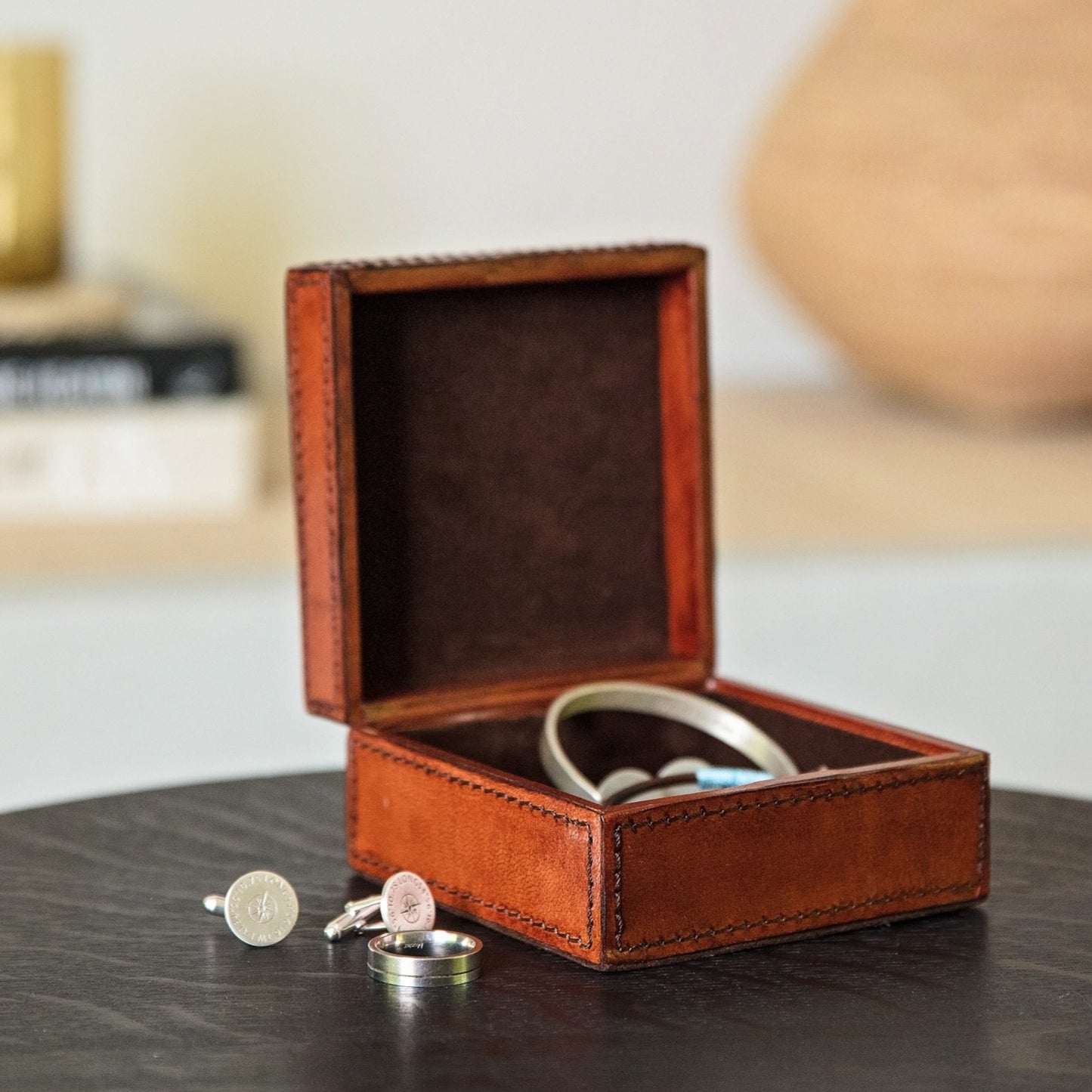 Leather Stud Box - Square
