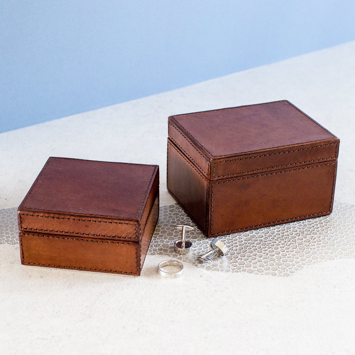 Leather Stud Box - Square
