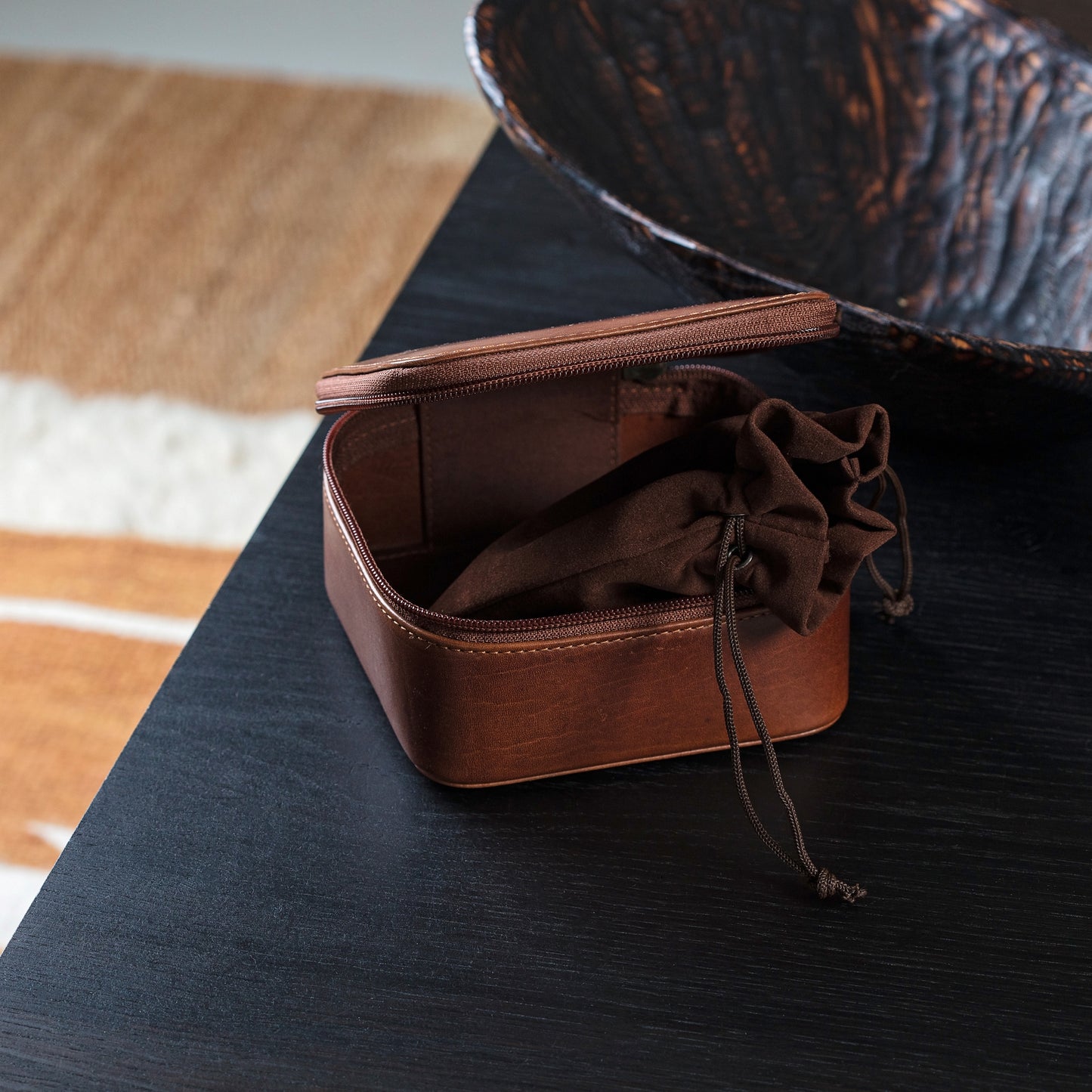 Monogram Leather Travel Jewellery Box - Square