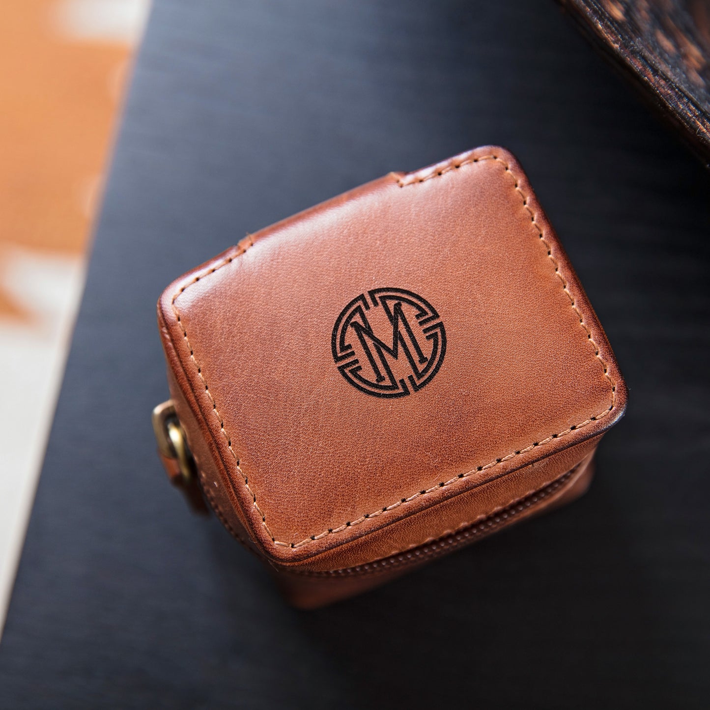 Monogram Leather Travel Jewellery Box Set