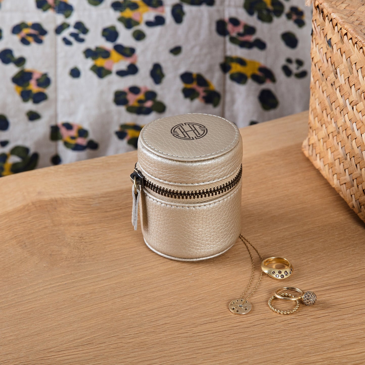Monogram Leather Jewellery Case - Gold