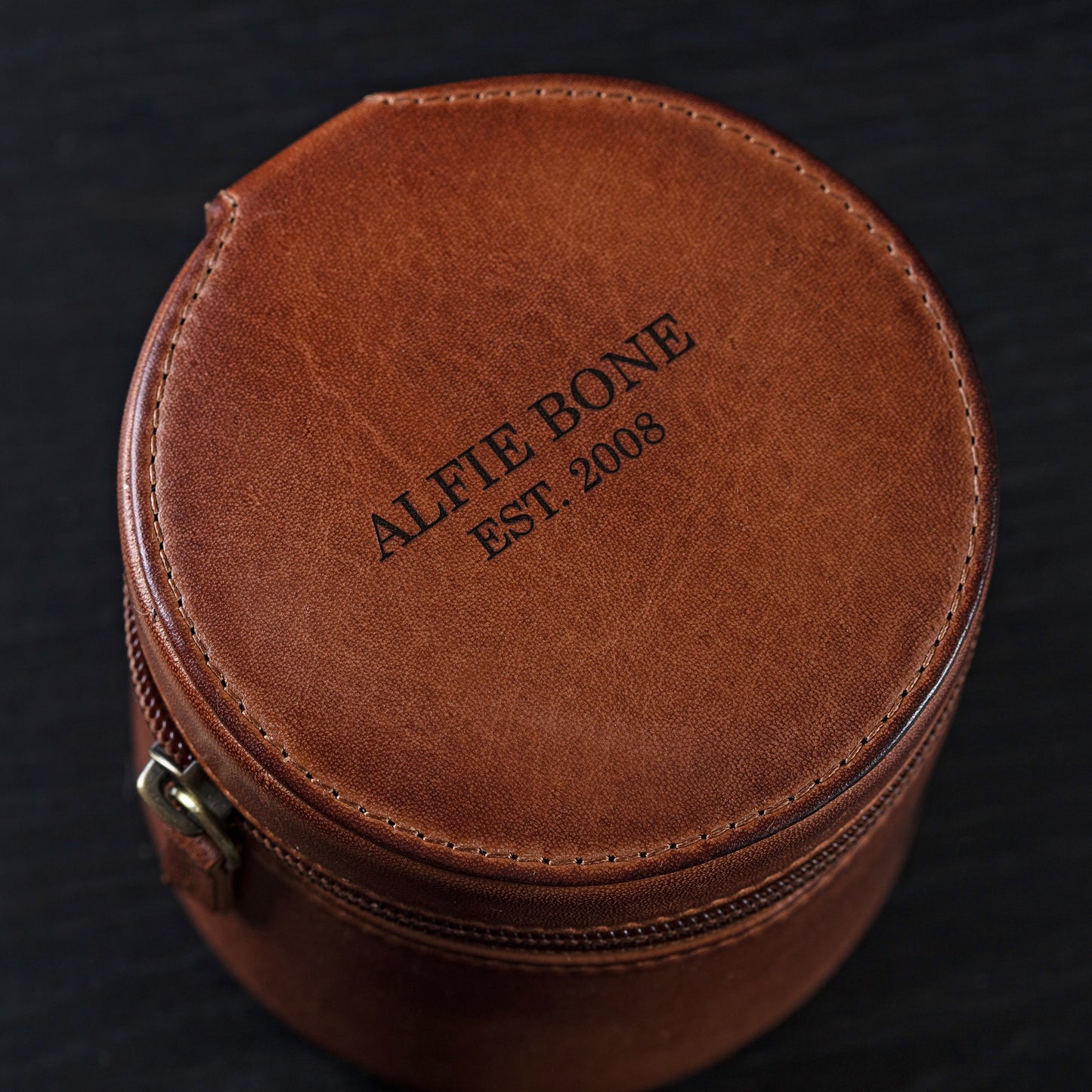Leather Travel Jewellery Case - Round