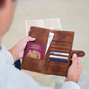 Monogram Leather Travel Wallet