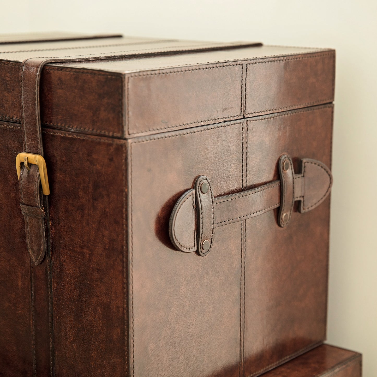 Leather Storage Bedside Table - Brown