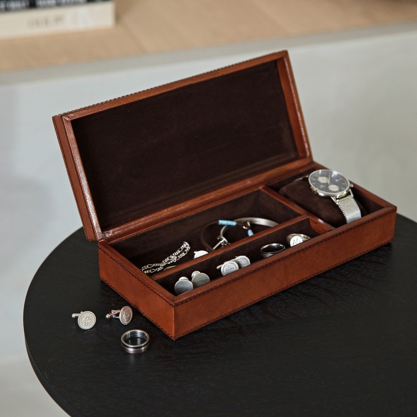 Leather Watch and Cufflink Box for Him