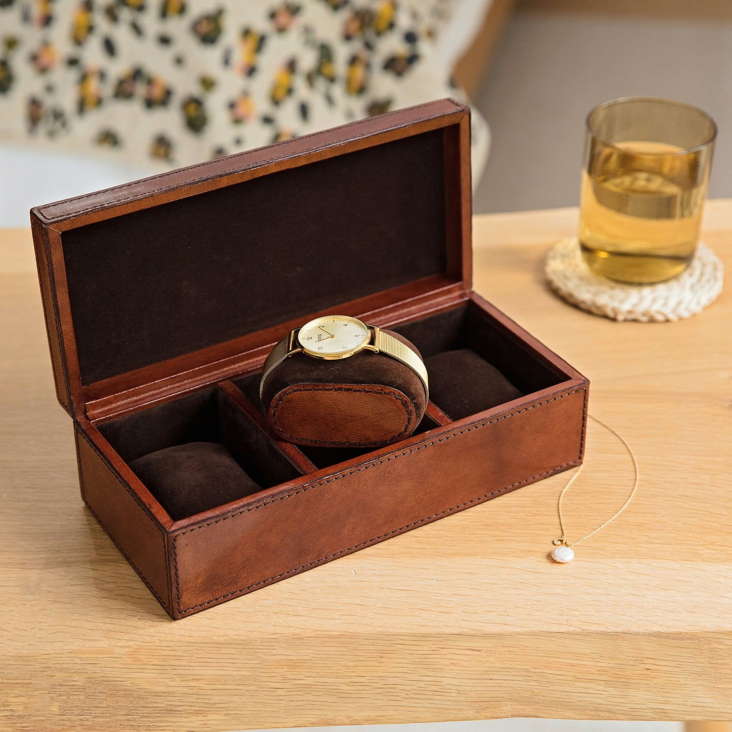 Women's Leather Watch Box - Triple