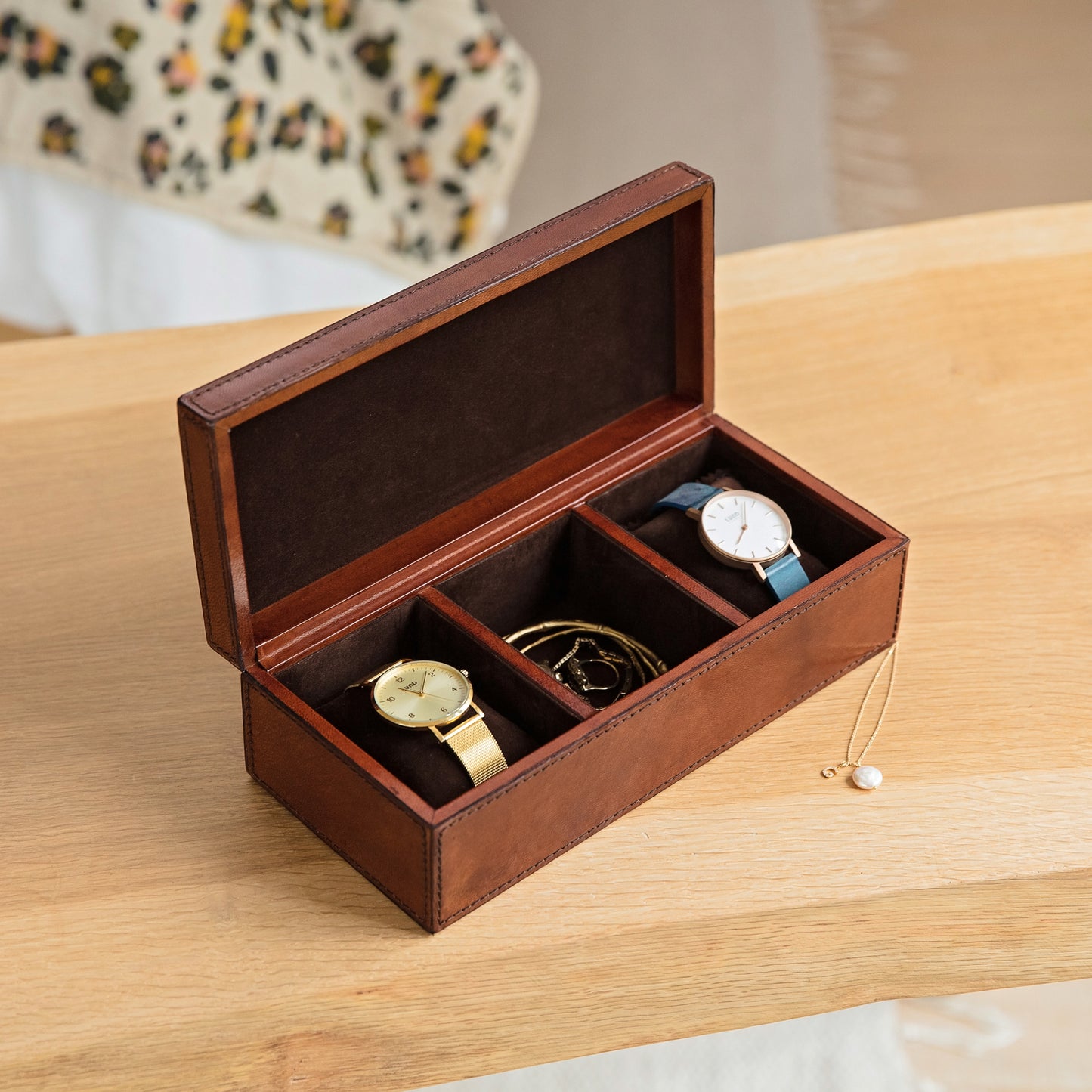 Women's Leather Watch Box - Triple