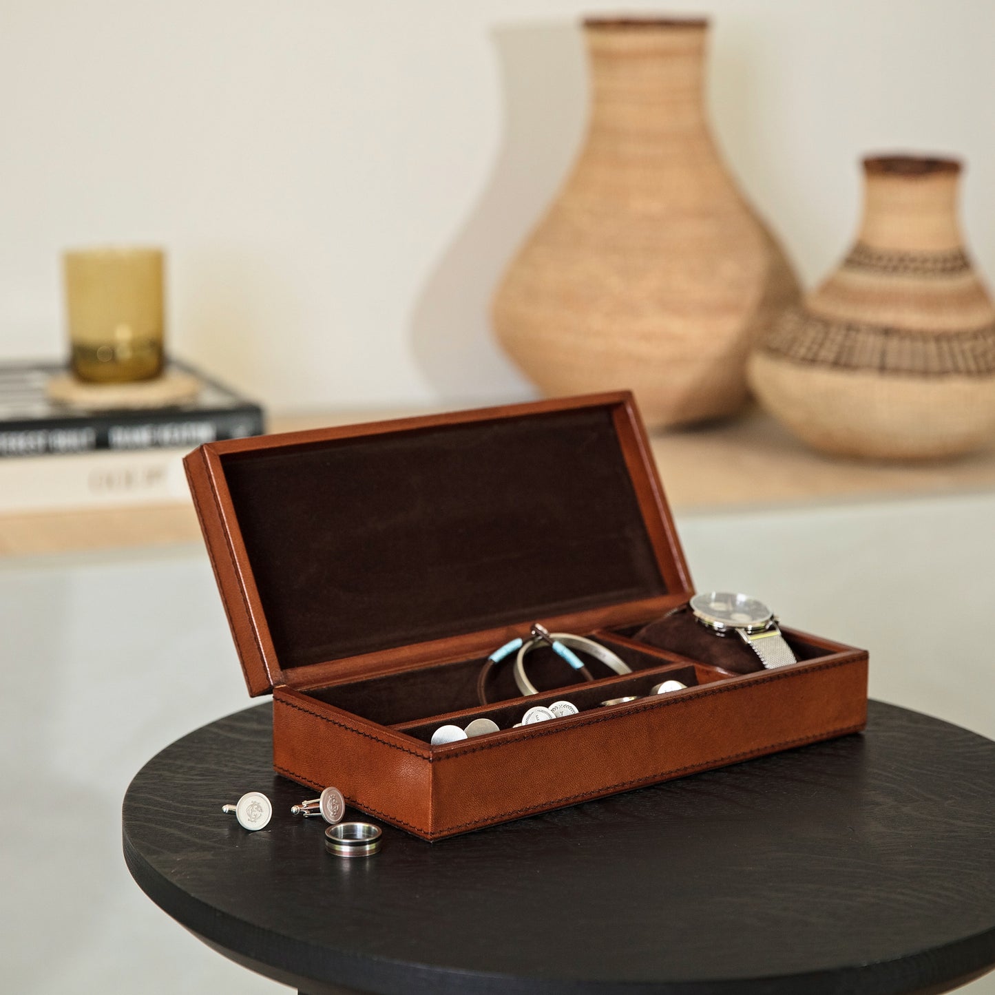 Leather Watch and Cufflink Box for Him