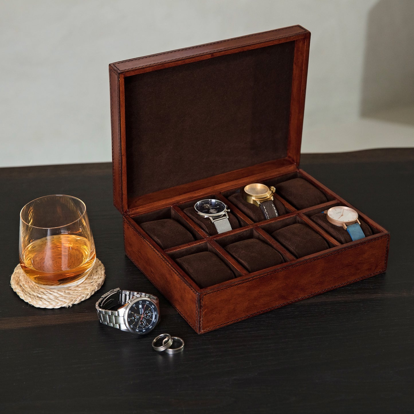 Men's Leather Watch Box - Deluxe