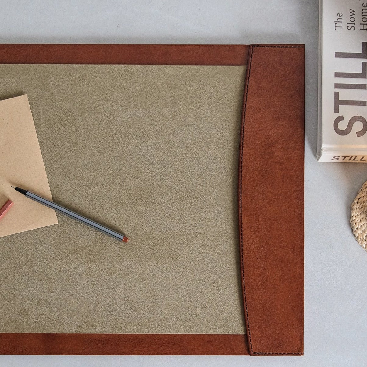 Leather Desk Blotter - Tan