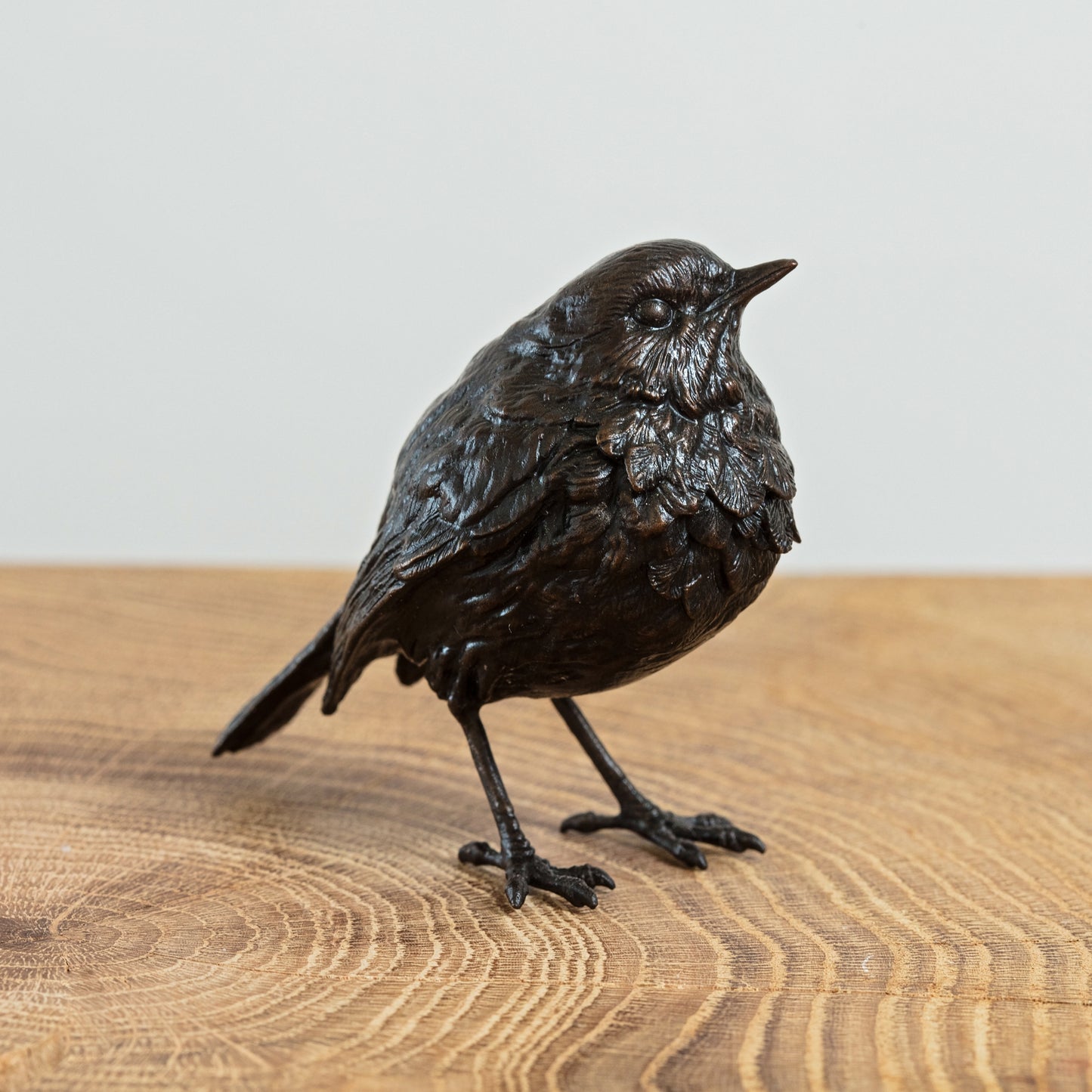A solid bronze robin statue that makes a thoughtful sympathy gift or festive Christmas gift.