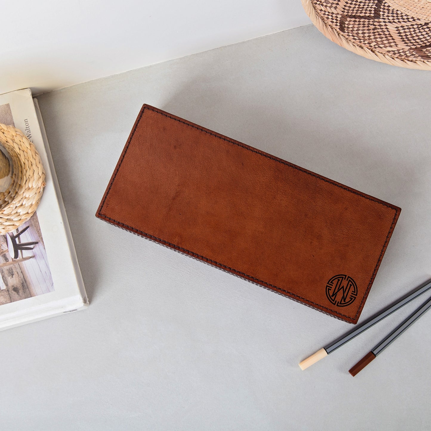 Monogram Leather Desk Tidy Box