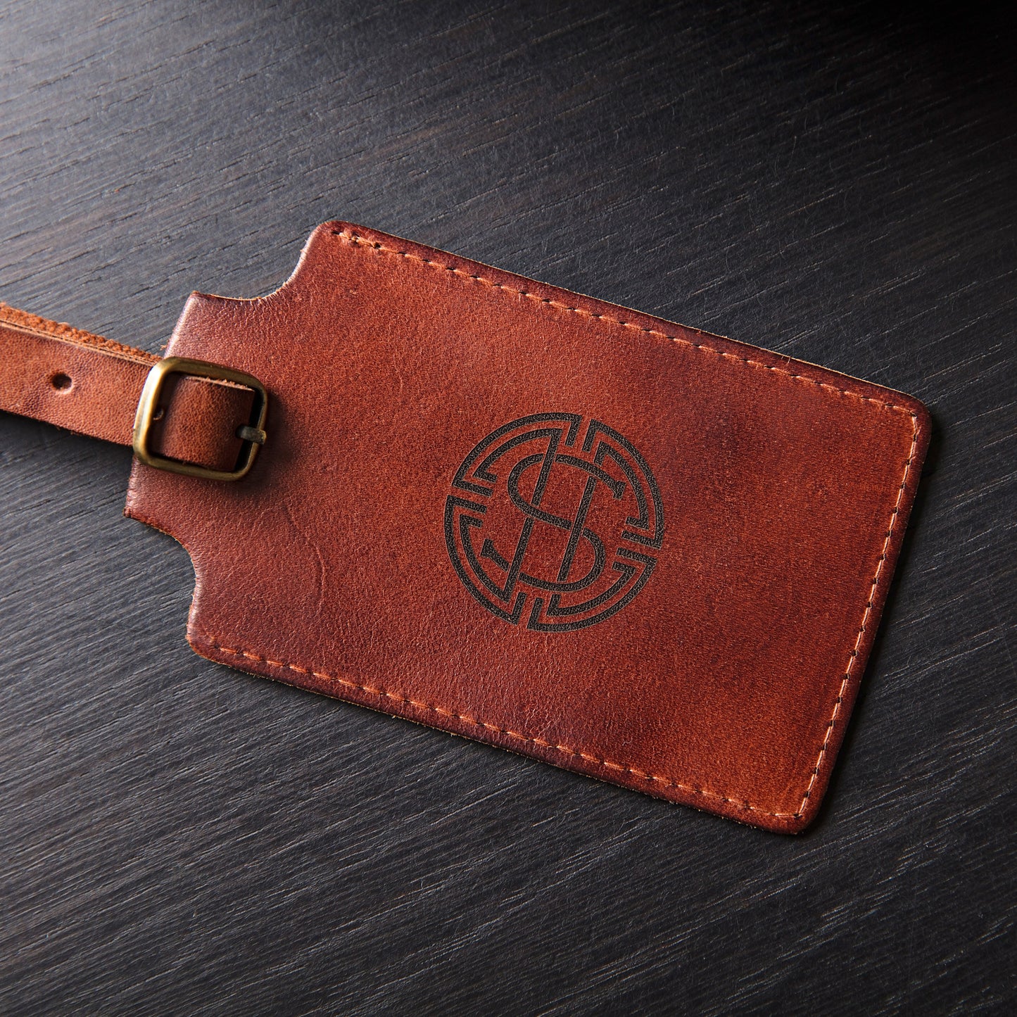 Monogram Leather Luggage Tag
