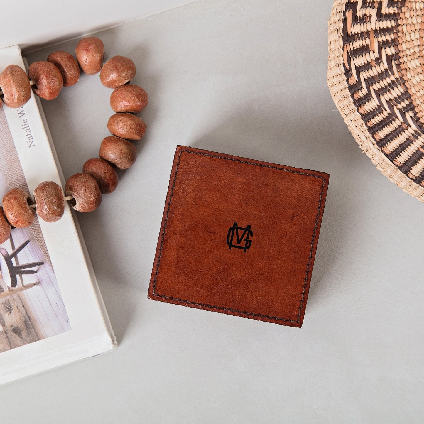 Monogram Leather Stud Box - Square