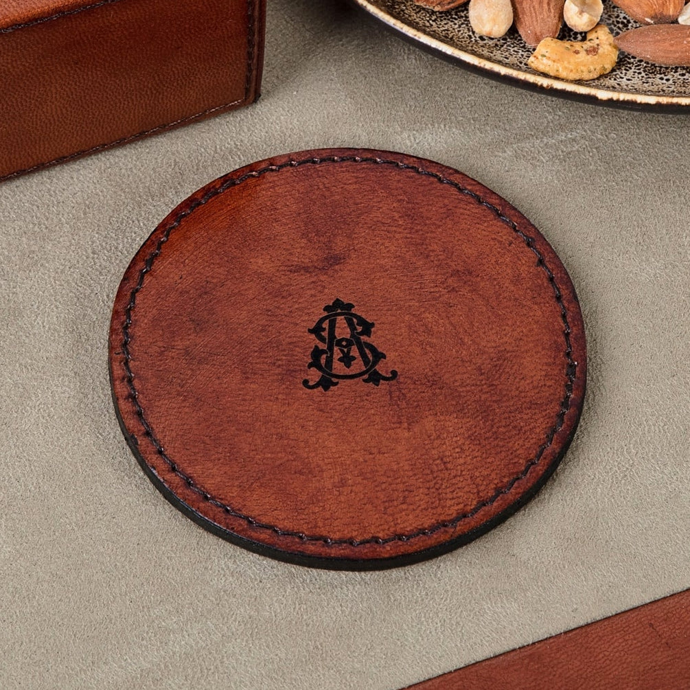 Leather Coaster - Monogram