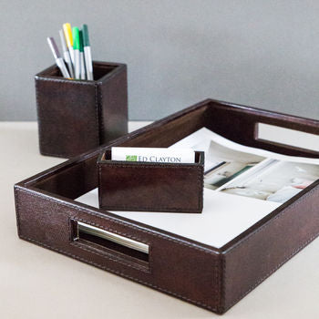 Leather Desk Tray - Brown
