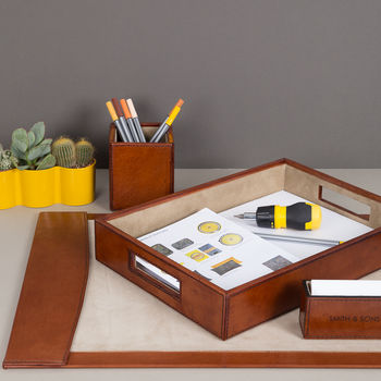 Leather Desk Blotter - Tan