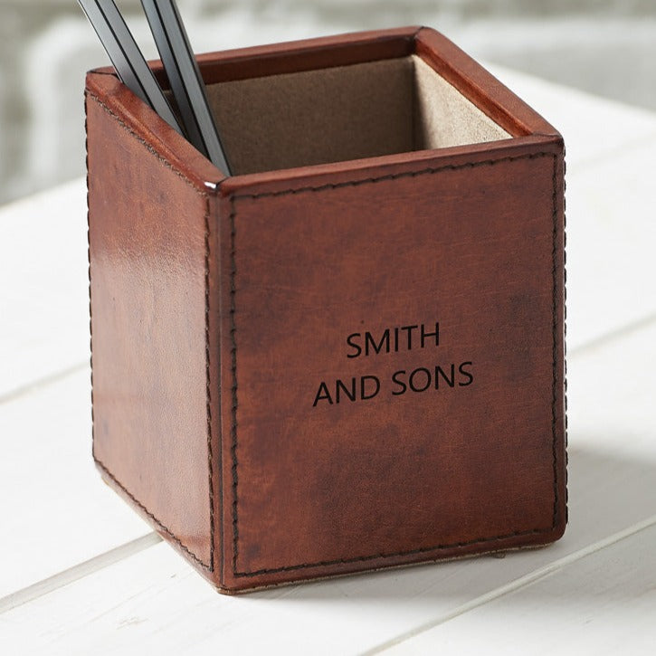 Leather Pen Pot - Tan