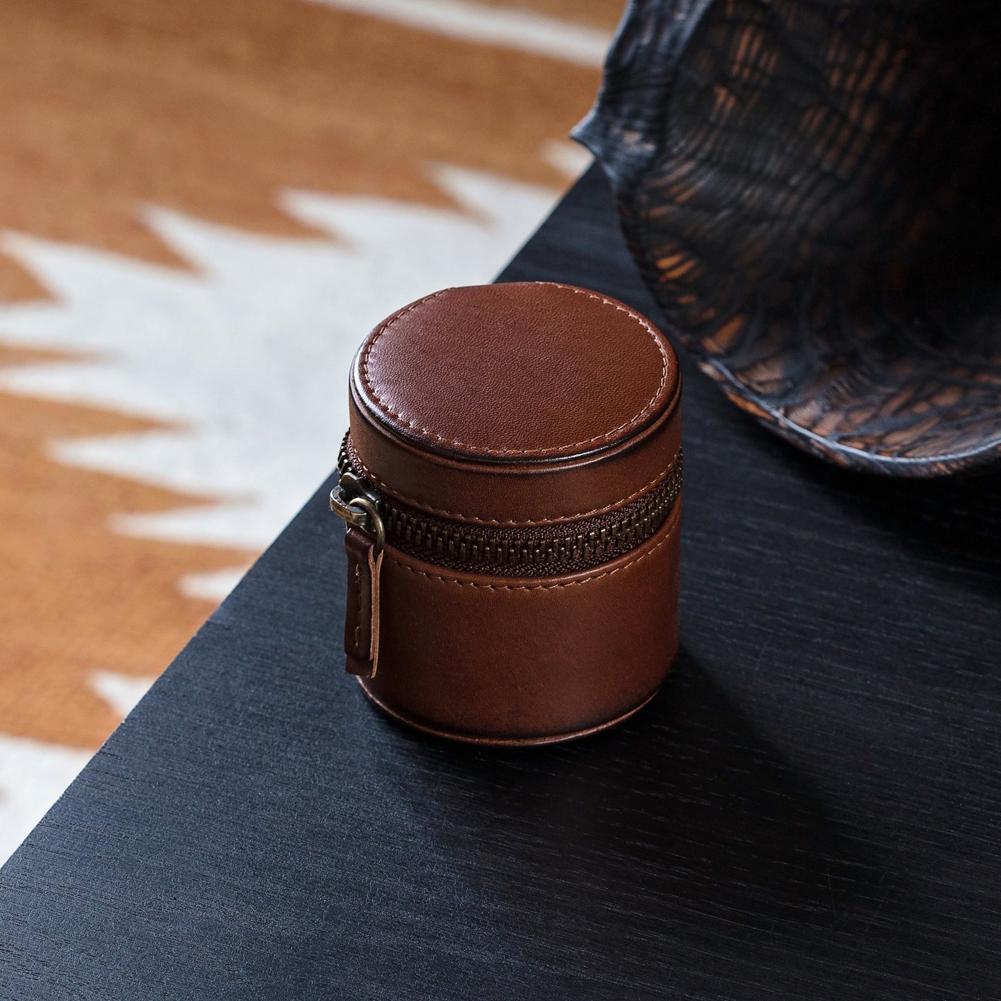 Monogram Leather Travel Jewellery Case Set - Round
