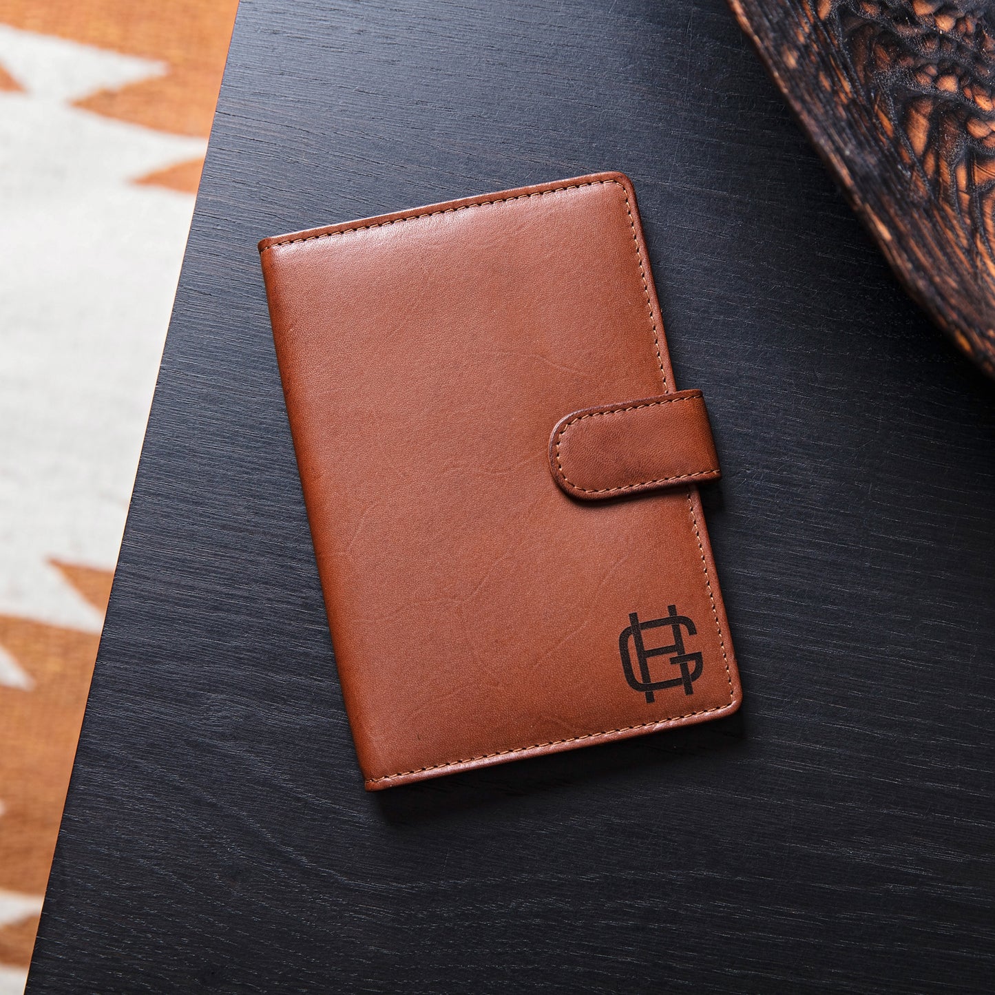 Monogram Leather Travel Photo Frame