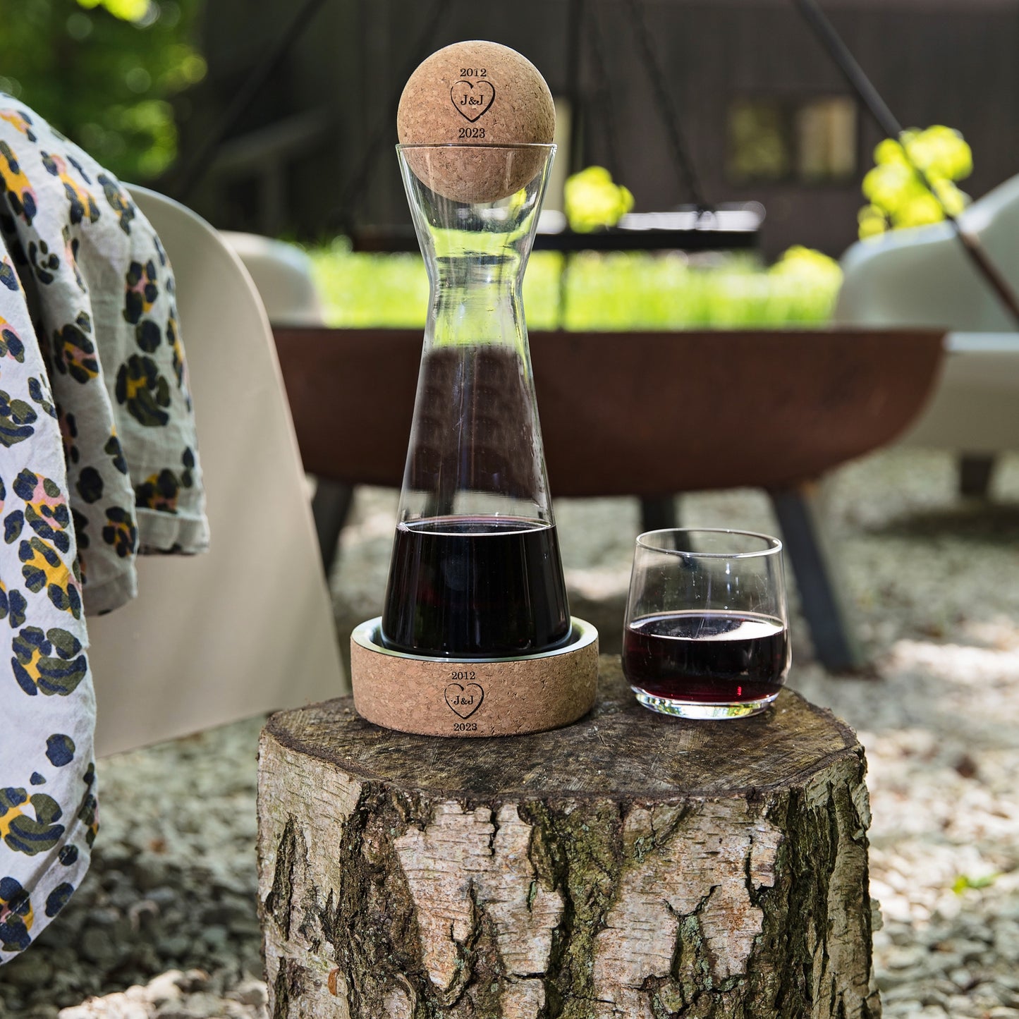 Wine Carafe with Cork Stopper & Coaster - Anniversary Gift