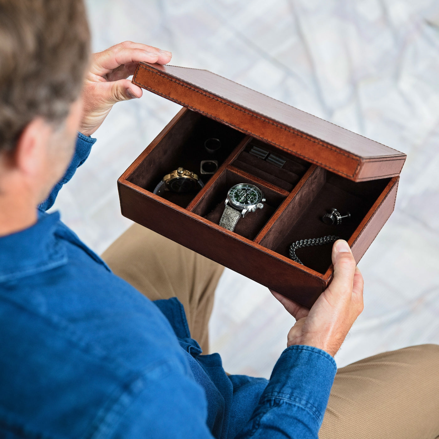 Leather Men's Jewellery Box