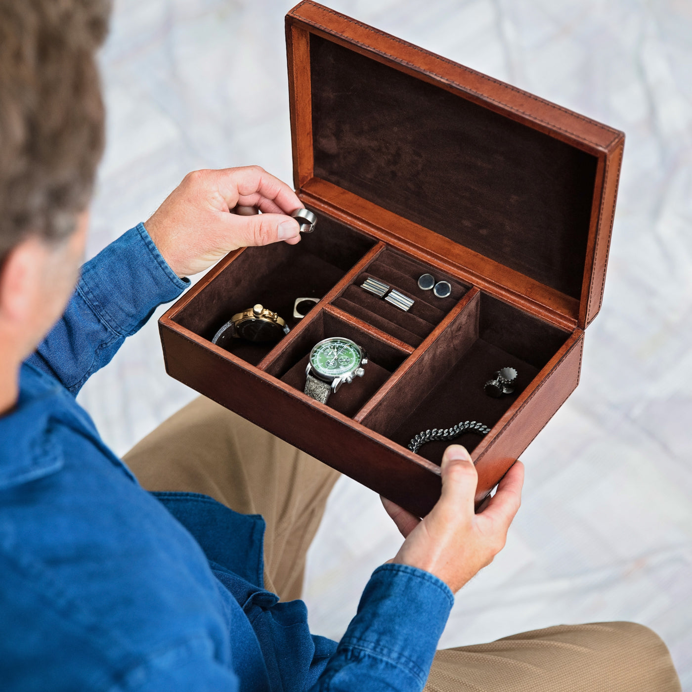 Leather Men's Jewellery Box