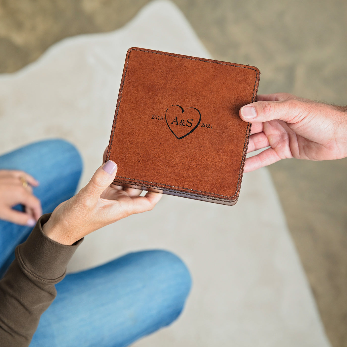 Leather Anniversary Jewellery Box - Square